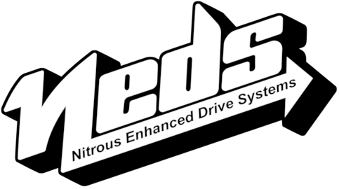 Логотип с надписью Neds и подписью Nitrous Enhanced Drive Systems, выполненный в черно-белых тонах с жирным шрифтом и стрелкой.