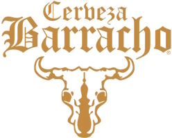 Логотип Cerveza Barracho с надписью готическим шрифтом и стилизованным черепом быка в центре. Ключевая фраза: Cerveza Barracho.